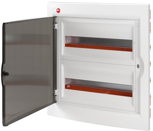 Бокс пластиковый DKC RAM base ЩРВ-П-36 (474х425х77мм) 2 ряда IP41 белый прозрачная дверца картинка 